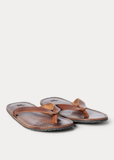 Ralph Lauren Læder Flip-Flop Sandaler Herre Danmark (XHIPW0584)